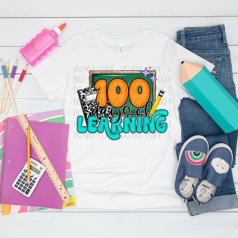 100 Days Of Learning|Pocket 3.5″-4″|Infant|Toddler|Youth 8.5|Adult 11″|Adult 12″