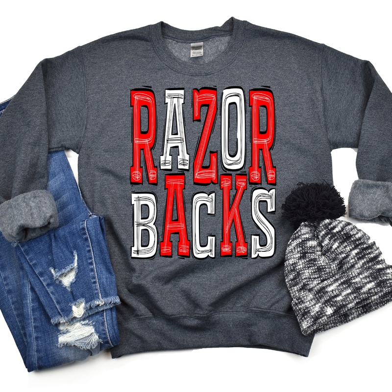 Razorbacks-Red-White|Pocket 3.5″-4″|Infant|Toddler|Youth 8.5|Adult 11″|Adult 12″