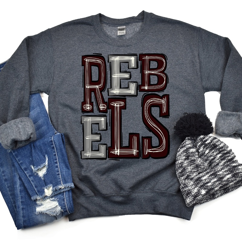 Rebels Maroon Gray|Pocket|Infant|Toddler|Youth|Adult 11″|Adult 12″|Oversized Print 12″ Wide and Approximately 14″ Long – Also Includes Two Smaller Prints 5″  6″ inches wide & 7″ Tall|Mockup
