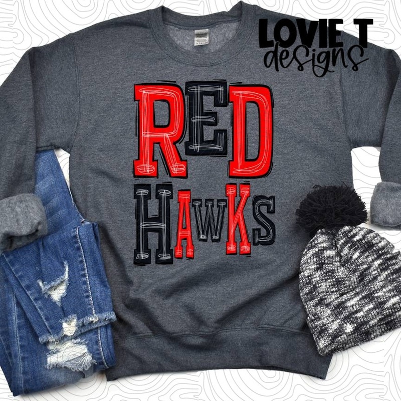 Red Hawks-Red-Black|Pocket|Infant|Toddler|Youth|Adult 11″|Adult 12″|Oversized Print 12″ Wide and Approximately 14″ Long – Also Includes Two Smaller Prints 5″  6″ inches wide & 7″ Tall|Mockup