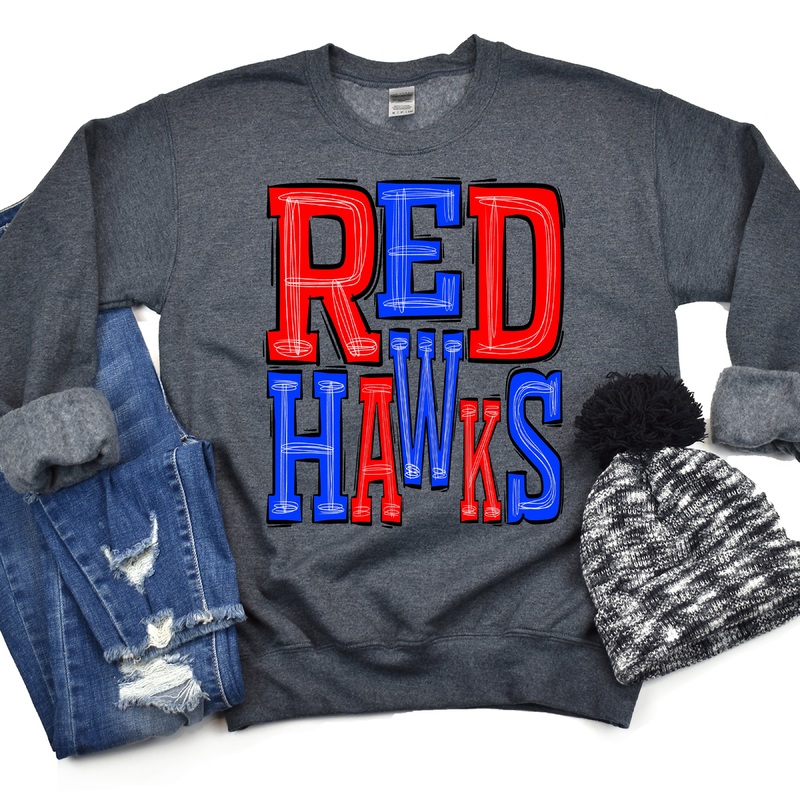 Red Hawks-Red-Blue|Pocket|Infant|Toddler|Youth|Adult 11″|Adult 12″|Oversized Print 12″ Wide and Approximately 14″ Long – Also Includes Two Smaller Prints 5″  6″ inches wide & 7″ Tall|Mockup