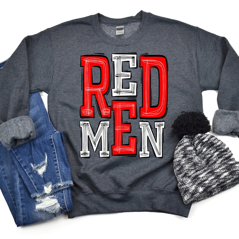 Redmen-Red-White|Pocket|Infant|Toddler|Youth|Adult 11″|Adult 12″|Oversized Print 12″ Wide and Approximately 14″ Long – Also Includes Two Smaller Prints 5″  6″ inches wide & 7″ Tall|Mockup