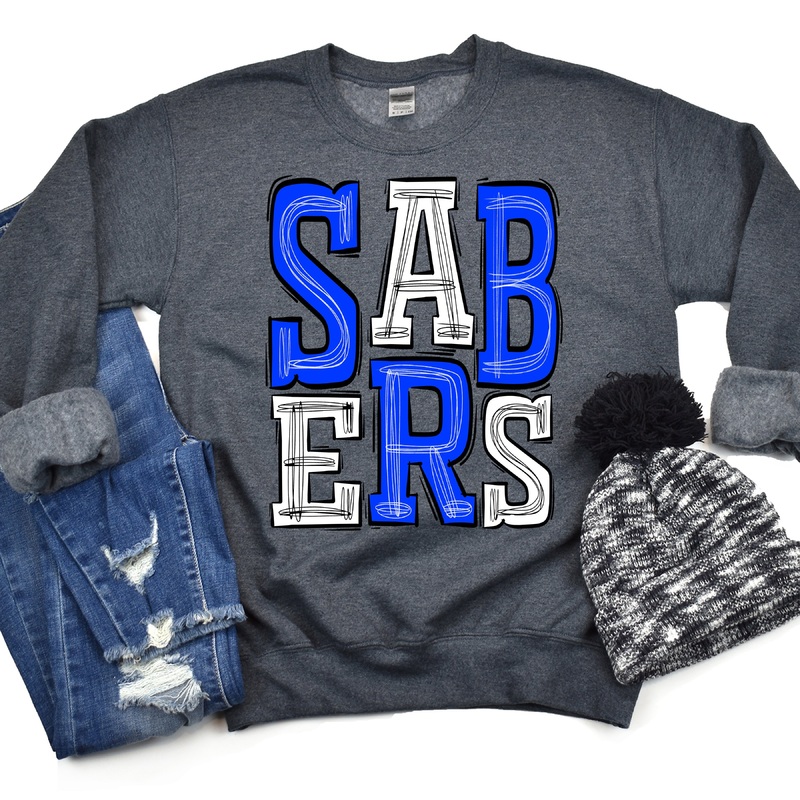 Sabers-Royal Blue-White|Pocket|Infant|Toddler|Youth|Adult 11″|Adult 12″|Oversized Print 12″ Wide and Approximately 14″ Long – Also Includes Two Smaller Prints 5″  6″ inches wide & 7″ Tall|Mockup