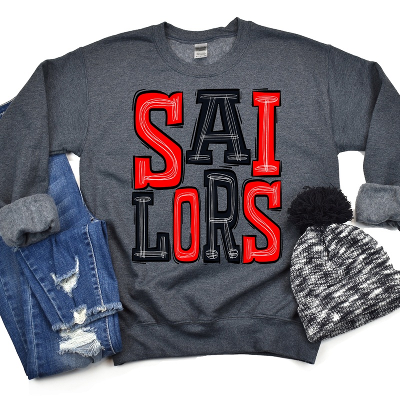 Sailors-Red-Black|Pocket|Infant|Toddler|Youth|Adult 11″|Adult 12″|Oversized Print 12″ Wide and Approximately 14″ Long – Also Includes Two Smaller Prints 5″  6″ inches wide & 7″ Tall|Mockup