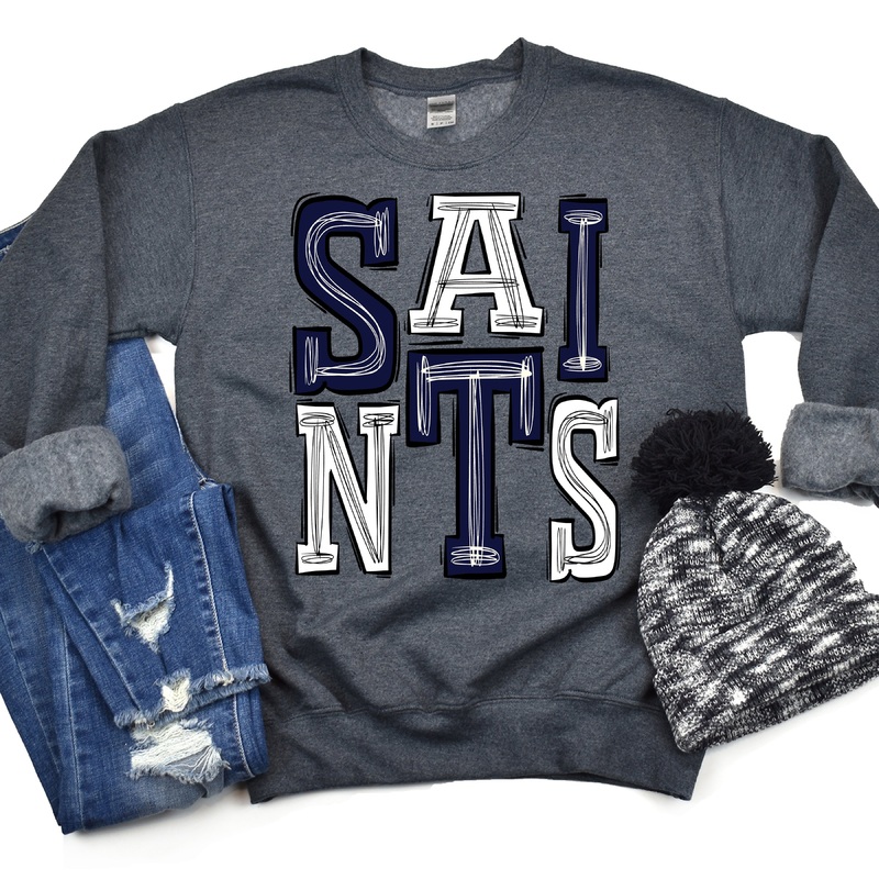 Saints-Navy-White|Pocket|Infant|Toddler|Youth|Adult 11″|Adult 12″|Oversized Print 12″ Wide and Approximately 14″ Long – Also Includes Two Smaller Prints 5″  6″ inches wide & 7″ Tall|Mockup