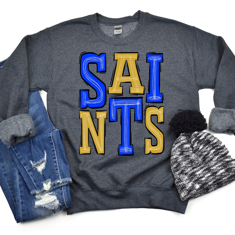 Saints-Royal Blue-Gold|Pocket|Infant|Toddler|Youth|Adult 11″|Adult 12″|Oversized Print 12″ Wide and Approximately 14″ Long – Also Includes Two Smaller Prints 5″  6″ inches wide & 7″ Tall|Mockup