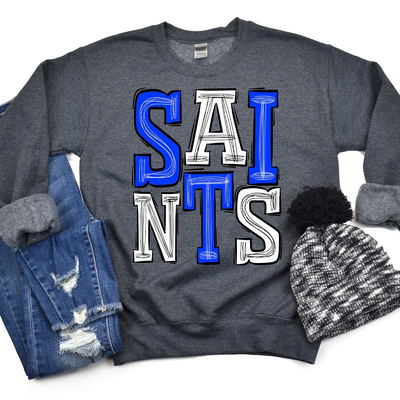 Saints-Royal Blue-White|Pocket|Infant|Toddler|Youth|Adult 11″|Adult 12″|Oversized Print 12″ Wide and Approximately 14″ Long – Also Includes Two Smaller Prints 5″  6″ inches wide & 7″ Tall|Mockup