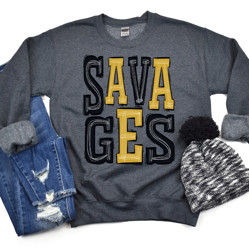 Savages-Black-Gold|Pocket|Infant|Toddler|Youth|Adult 11″|Adult 12″|Oversized Print 12″ Wide and Approximately 14″ Long – Also Includes Two Smaller Prints 5″  6″ inches wide & 7″ Tall|Mockup