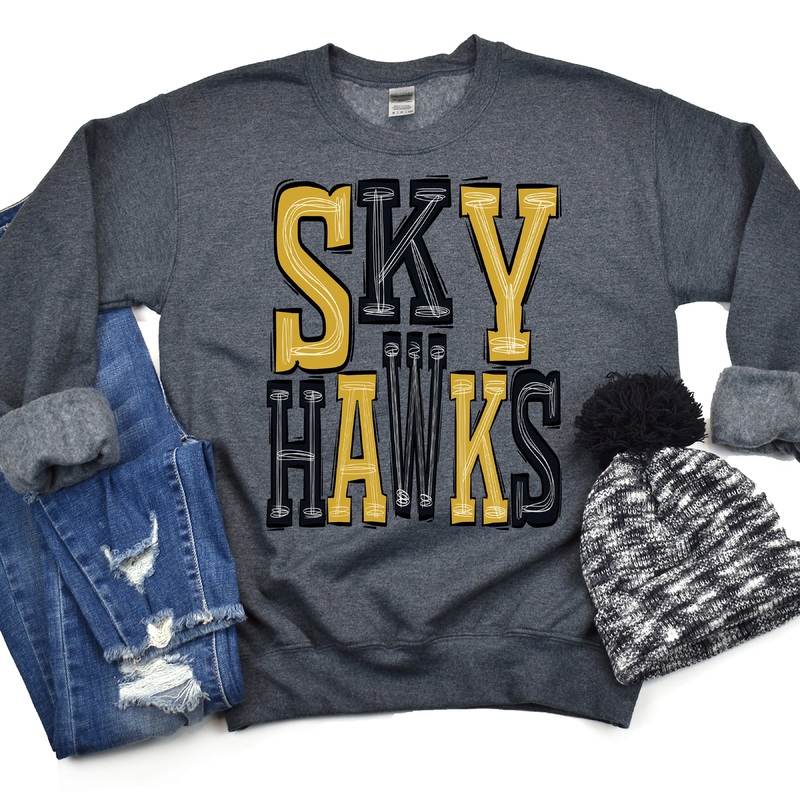 Skyhawks-Gold-Black|Pocket|Infant|Toddler|Youth|Adult 11″|Adult 12″|Oversized Print 12″ Wide and Approximately 14″ Long – Also Includes Two Smaller Prints 5″  6″ inches wide & 7″ Tall|Mockup