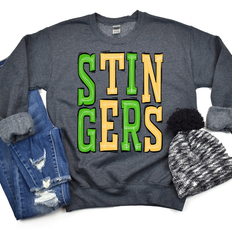 Stingers-Green-Yellow|Pocket|Infant|Toddler|Youth|Adult 11″|Adult 12″|Oversized Print 12″ Wide and Approximately 14″ Long – Also Includes Two Smaller Prints 5″  6″ inches wide & 7″ Tall|Mockup