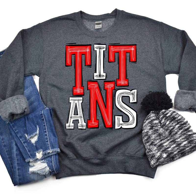 Titans-Red-White|Pocket 3.5″-4″|Infant|Toddler|Youth 8.5|Adult 11″|Adult 12″