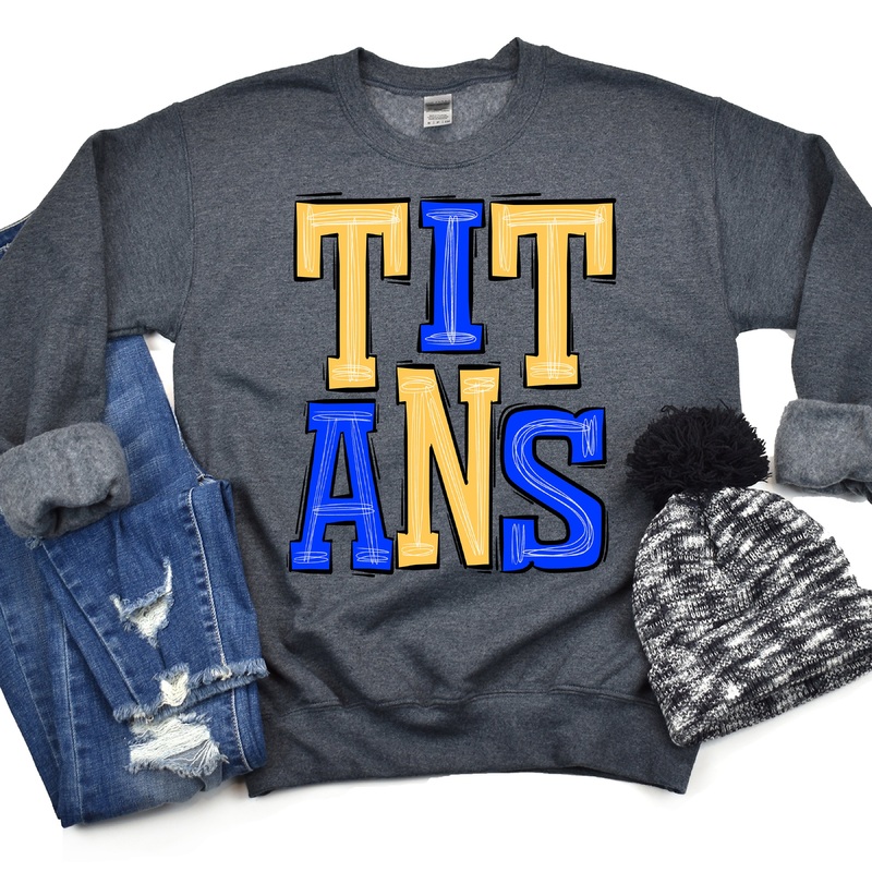 Titans-Yellow Gold-Blue|Pocket|Infant|Toddler|Youth|Adult 11″|Adult 12″|Oversized Print 12″ Wide and Approximately 14″ Long – Also Includes Two Smaller Prints 5″  6″ inches wide & 7″ Tall|Mockup