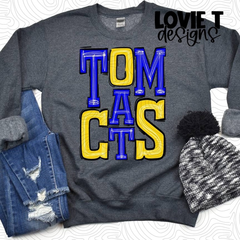 Tomcats Royal And Yellow|Pocket|Infant|Toddler|Youth|Adult 11″|Adult 12″|Oversized Print 12″ Wide and Approximately 14″ Long – Also Includes Two Smaller Prints 5″  6″ inches wide & 7″ Tall|Mockup