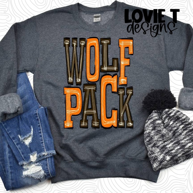 Wolfpack Brown And Orange|Pocket|Infant|Toddler|Youth|Adult 11″|Adult 12″|Oversized Print 12″ Wide and Approximately 14″ Long – Also Includes Two Smaller Prints 5″  6″ inches wide & 7″ Tall|Mockup