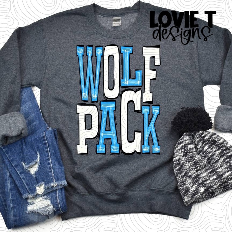 Wolfpack Light Blue And White|Pocket|Infant|Toddler|Youth|Adult 11″|Adult 12″|Oversized Print 12″ Wide and Approximately 14″ Long – Also Includes Two Smaller Prints 5″  6″ inches wide & 7″ Tall|Mockup