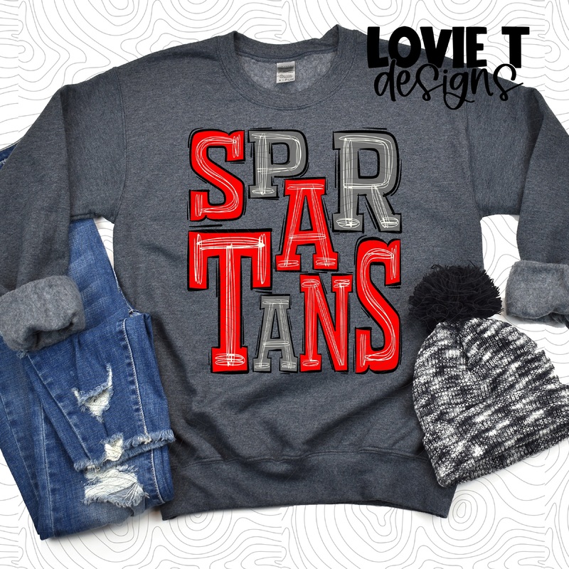 Spartans Red Gray|Pocket|Infant|Toddler|Youth|Adult 11″|Adult 12″|Oversized Print 12″ Wide and Approximately 14″ Long – Also Includes Two Smaller Prints 5″  6″ inches wide & 7″ Tall|Mockup