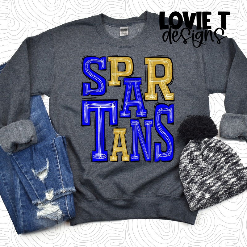 Spartans Royal Gold|Pocket|Infant|Toddler|Youth|Adult 11″|Adult 12″|Oversized Print 12″ Wide and Approximately 14″ Long – Also Includes Two Smaller Prints 5″  6″ inches wide & 7″ Tall|Mockup