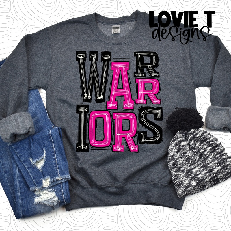 Warriors Black And Pink|Pocket|Infant|Toddler|Youth|Adult 11″|Adult 12″|Oversized Print 12″ Wide and Approximately 14″ Long – Also Includes Two Smaller Prints 5″  6″ inches wide & 7″ Tall|Mockup