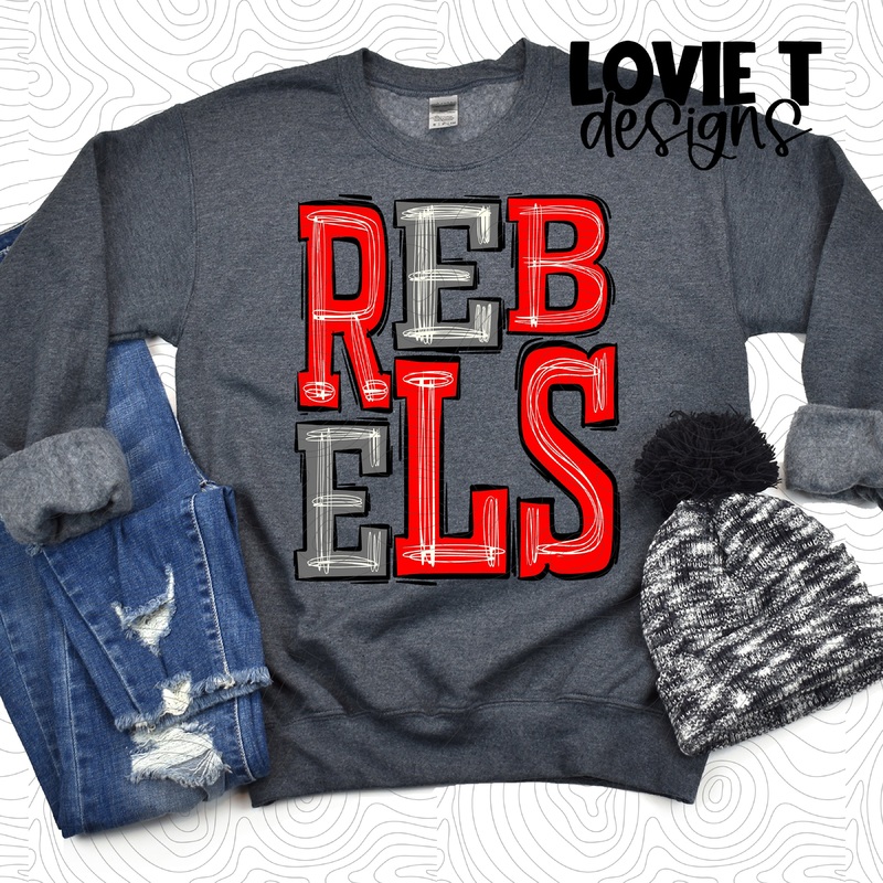 Rebels Red Gray|Pocket|Infant|Toddler|Youth|Adult 11″|Adult 12″|Oversized Print 12″ Wide and Approximately 14″ Long – Also Includes Two Smaller Prints 5″  6″ inches wide & 7″ Tall|Mockup