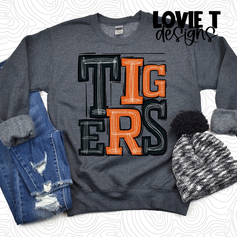 Tigers Black And Orange|Pocket|Infant|Toddler|Youth|Adult 11″|Adult 12″|Oversized Print 12″ Wide and Approximately 14″ Long – Also Includes Two Smaller Prints 5″  6″ inches wide & 7″ Tall|Mockup