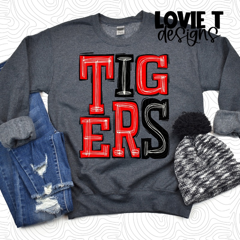Tigers Red And Black|Pocket|Infant|Toddler|Youth|Adult 11″|Adult 12″|Oversized Print 12″ Wide and Approximately 14″ Long – Also Includes Two Smaller Prints 5″  6″ inches wide & 7″ Tall|Mockup
