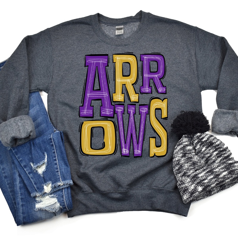 Arrows Gold And Purple|Pocket 3.5″-4″|Infant|Toddler|Youth 8.5|Adult 11″|Adult 12″