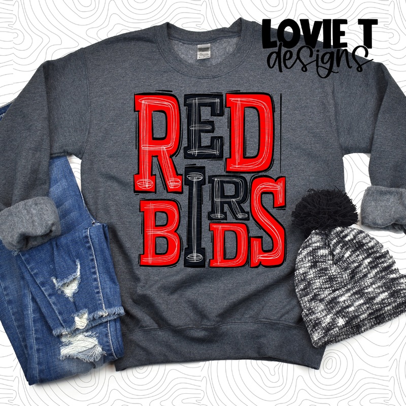 Redbirds Red And Black|Pocket|Infant|Toddler|Youth|Adult 11″|Adult 12″|Oversized Print 12″ Wide and Approximately 14″ Long – Also Includes Two Smaller Prints 5″  6″ inches wide & 7″ Tall|Mockup