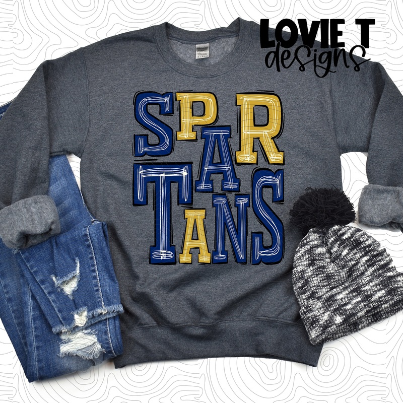 Spartans Royal Blue And Gold|Pocket|Infant|Toddler|Youth|Adult 11″|Adult 12″|Oversized Print 12″ Wide and Approximately 14″ Long – Also Includes Two Smaller Prints 5″  6″ inches wide & 7″ Tall|Mockup