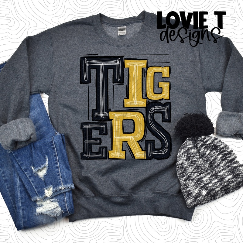 Tigers Black And Yellow|Pocket|Infant|Toddler|Youth|Adult 11″|Adult 12″|Oversized Print 12″ Wide and Approximately 14″ Long – Also Includes Two Smaller Prints 5″  6″ inches wide & 7″ Tall|Mockup
