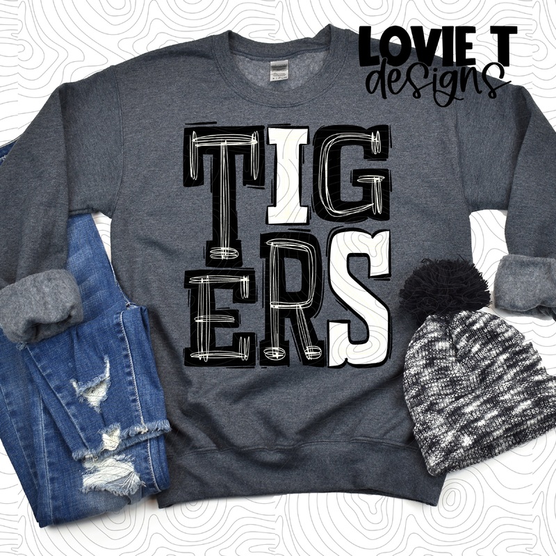 Tigers Black White|Pocket|Infant|Toddler|Youth|Adult 11″|Adult 12″|Oversized Print 12″ Wide and Approximately 14″ Long – Also Includes Two Smaller Prints 5″  6″ inches wide & 7″ Tall|Mockup