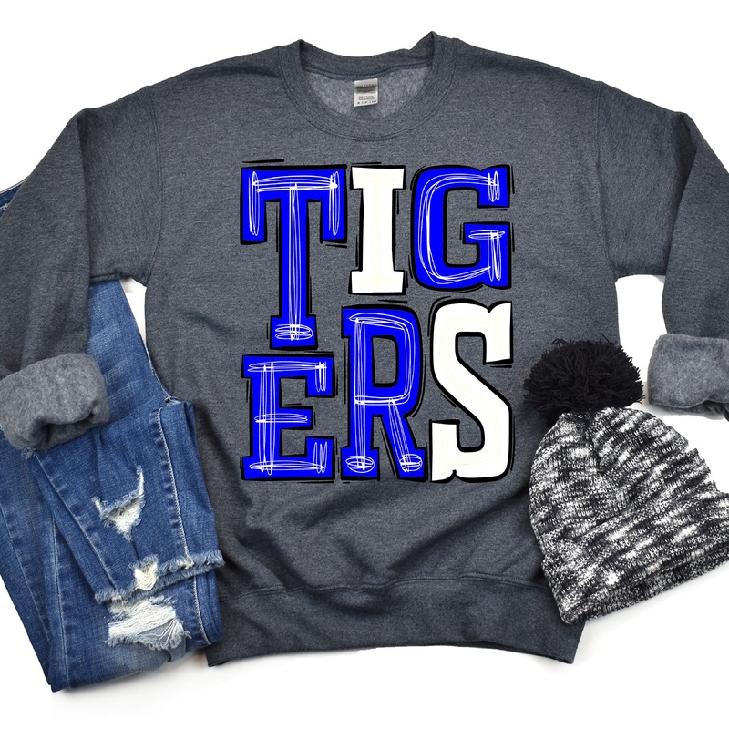 Tigers Blue And White|Pocket 3.5″-4″|Infant|Toddler|Youth 8.5|Adult 11″|Adult 12″