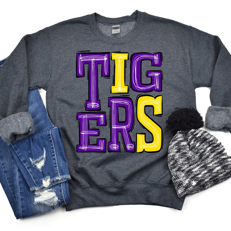 Tigers Purple And Yellow|Pocket 3.5″-4″|Infant|Toddler|Youth 8.5|Adult 11″|Adult 12″