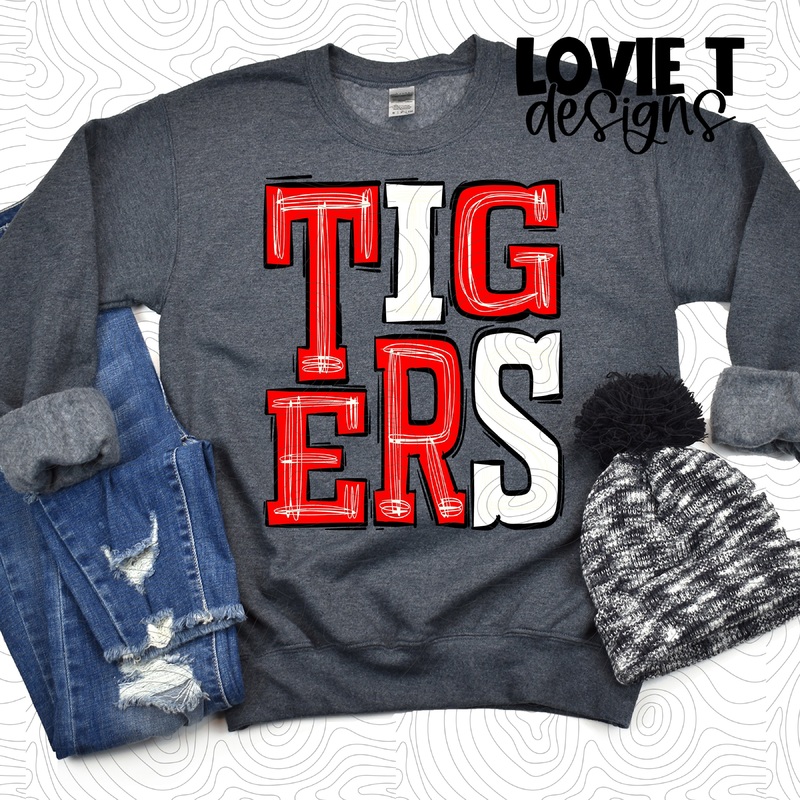 Tigers Red And White|Pocket 3.5″-4″|Infant|Toddler|Youth 8.5|Adult 11″|Adult 12″
