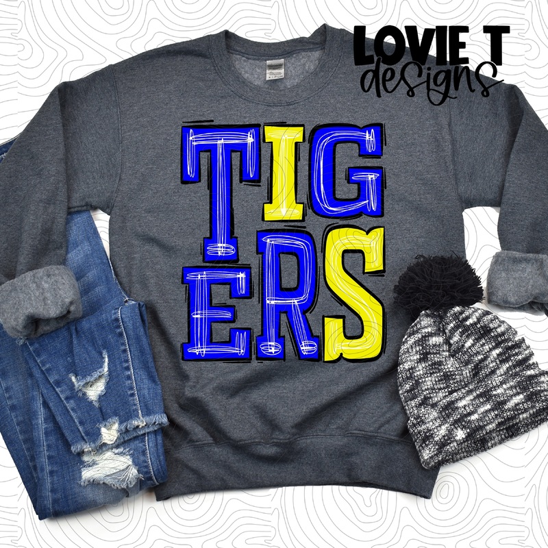 Tigers Royal And Yellow|Pocket 3.5″-4″|Infant|Toddler|Youth 8.5|Adult 11″|Adult 12″