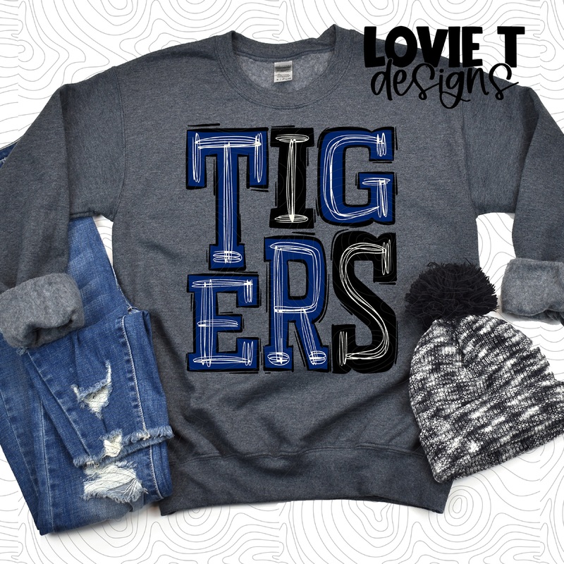 Tigers Royal Blue And Black|Pocket 3.5″-4″|Infant|Toddler|Youth 8.5|Adult 11″|Adult 12″