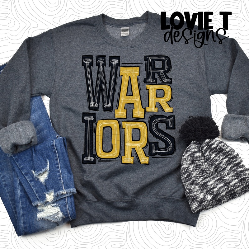 Warriors Black Gold|Pocket|Infant|Toddler|Youth|Adult 11″|Adult 12″|Oversized Print 12″ Wide and Approximately 14″ Long – Also Includes Two Smaller Prints 5″  6″ inches wide & 7″ Tall|Mockup