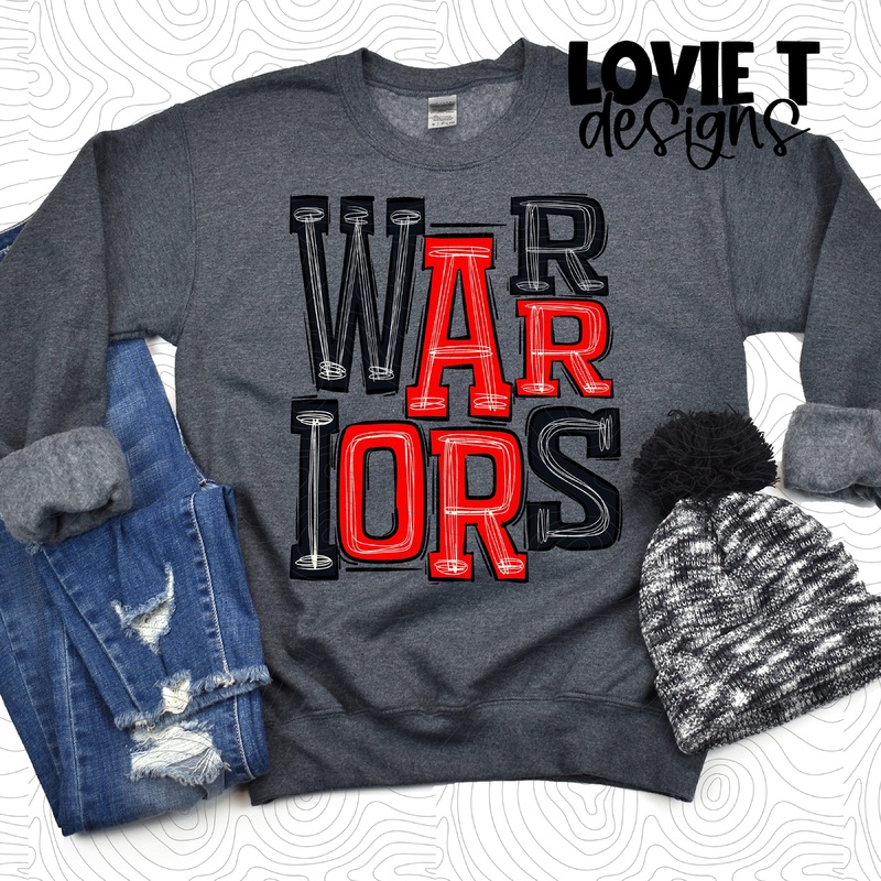 Warriors Red And Black|Pocket|Infant|Toddler|Youth|Adult 11″|Adult 12″|Oversized Print 12″ Wide and Approximately 14″ Long – Also Includes Two Smaller Prints 5″  6″ inches wide & 7″ Tall|Mockup