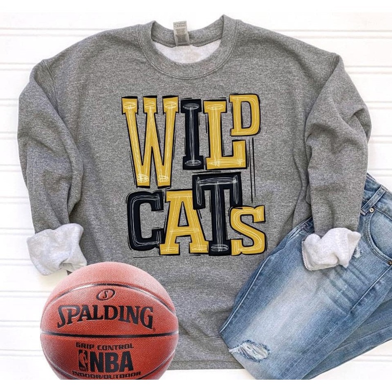 Wildcats Gold And Black|Pocket 3.5″-4″|Infant|Toddler|Youth 8.5|Adult 11″|Adult 12″