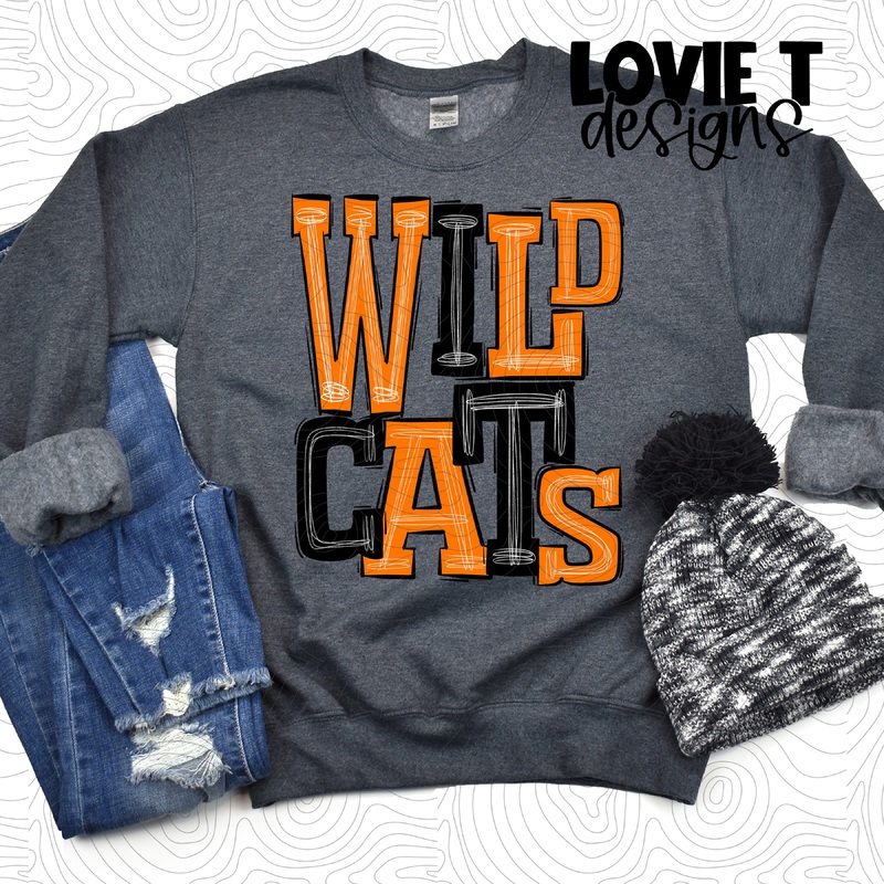Wildcats Orange And Black|Pocket|Infant|Toddler|Youth|Adult 11″|Adult 12″|Oversized Print 12″ Wide and Approximately 14″ Long – Also Includes Two Smaller Prints 5″  6″ inches wide & 7″ Tall|Mockup