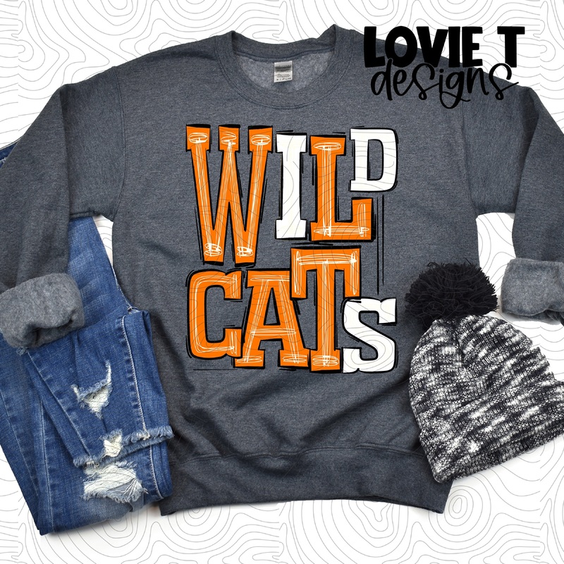 Wildcats Orange And White|Pocket|Infant|Toddler|Youth|Adult 11″|Adult 12″|Oversized Print 12″ Wide and Approximately 14″ Long – Also Includes Two Smaller Prints 5″  6″ inches wide & 7″ Tall|Mockup