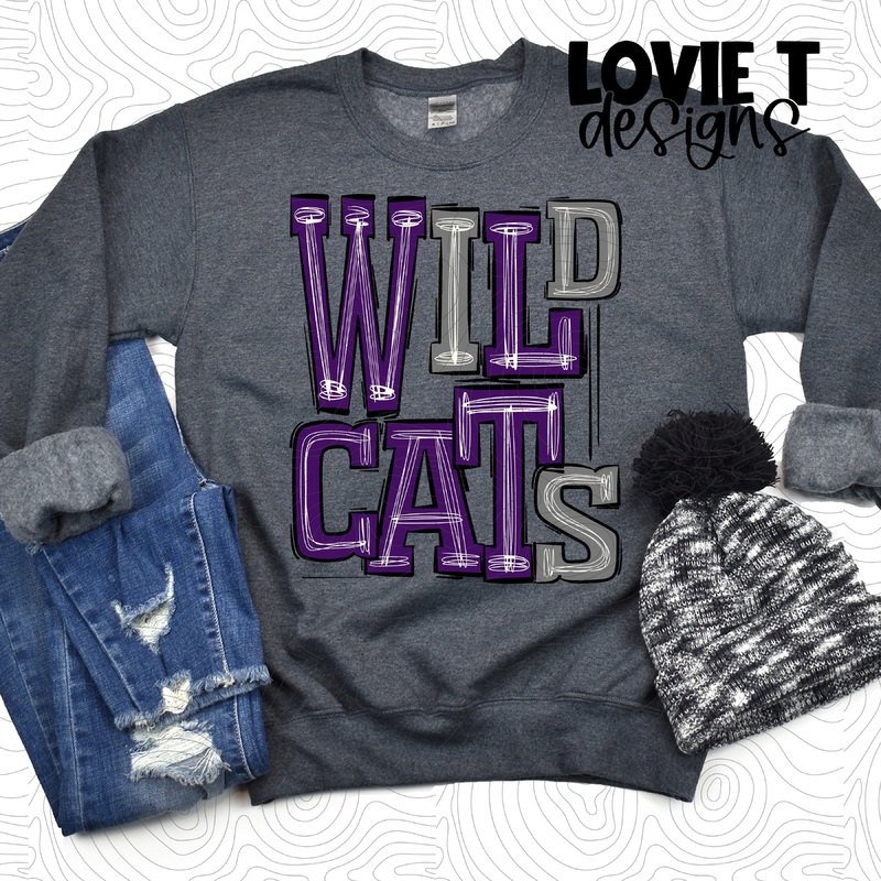 Wildcats Purple Gray|Pocket 3.5″-4″|Infant|Toddler|Youth 8.5|Adult 11″|Adult 12″