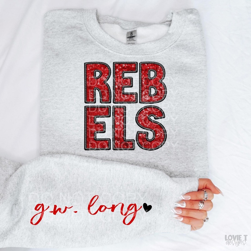 Rebels Red And Black + Sleeve|Infant|Toddler|Youth 8.5|Adult 11″|Adult 12″