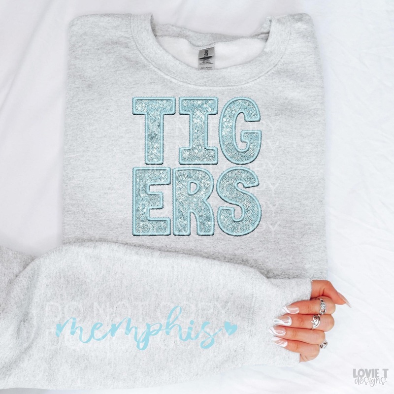 Tigers Light Blue + Sleeve|Infant|Toddler|Youth 8.5|Adult 11″|Adult 12″