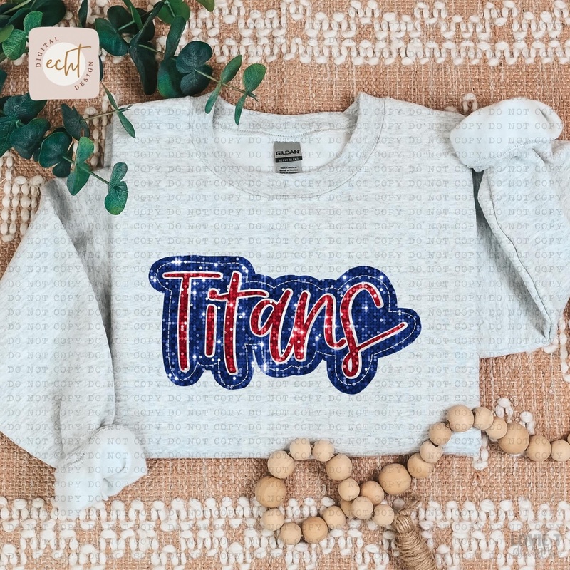Titans Faux Sparkle Applique|Pocket 3.5″-4″|Infant|Toddler|Youth 8.5|Adult 11″|Adult 12″