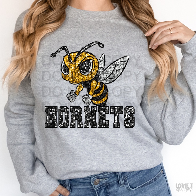 Yg Hornets Black Sequin|Pocket 3.5″-4″|Infant|Toddler|Youth 8.5|Adult 11″|Adult 12″