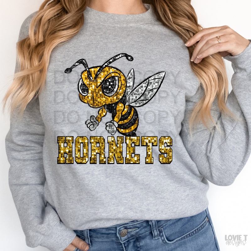 Yg Hornets Gold Sequin|Pocket 3.5″-4″|Infant|Toddler|Youth 8.5|Adult 11″|Adult 12″
