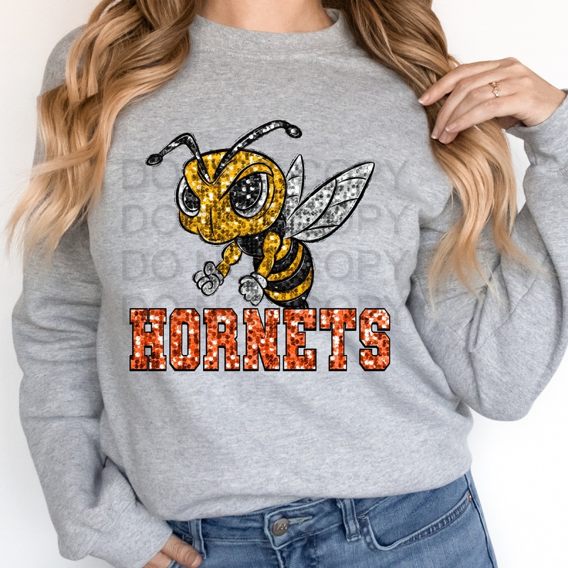 Yg Hornets Orange Sequin|Pocket 3.5″-4″|Infant|Toddler|Youth 8.5|Adult 11″|Adult 12″