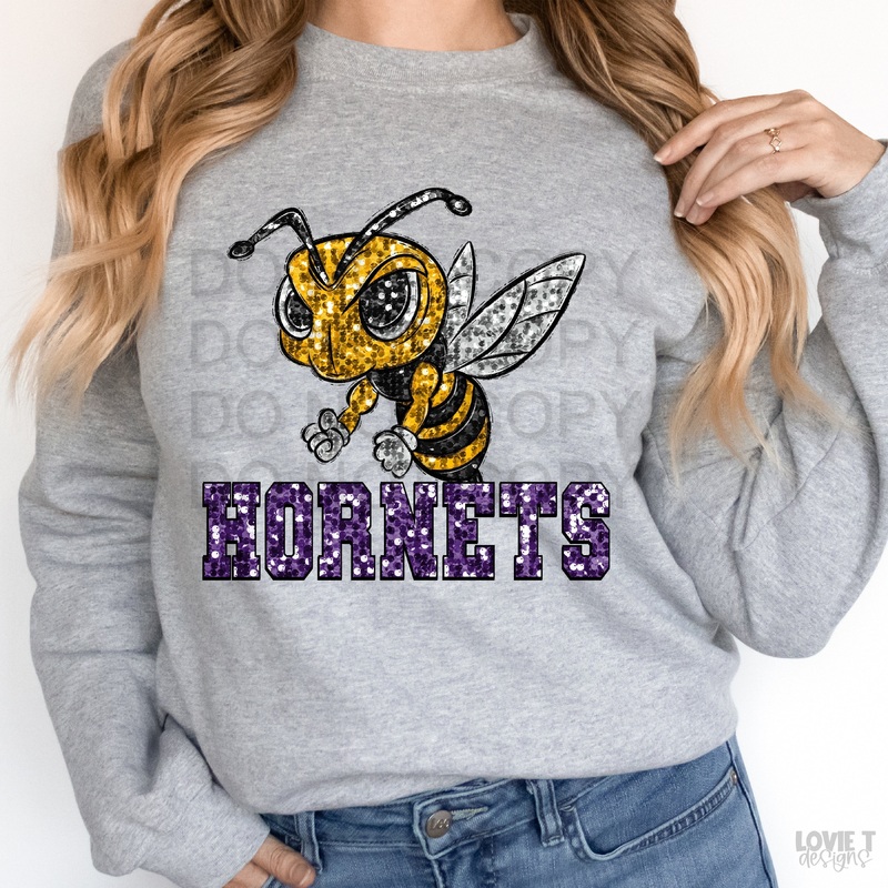 Yg Hornets Purple Sequin|Pocket 3.5″-4″|Infant|Toddler|Youth 8.5|Adult 11″|Adult 12″