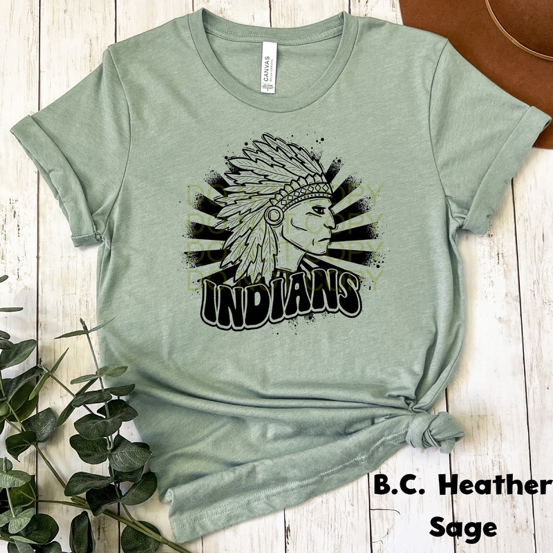 Retro Indians Black|Pocket 3.5″-4″|Infant|Toddler|Youth 8.5|Adult 11″|Adult 12″