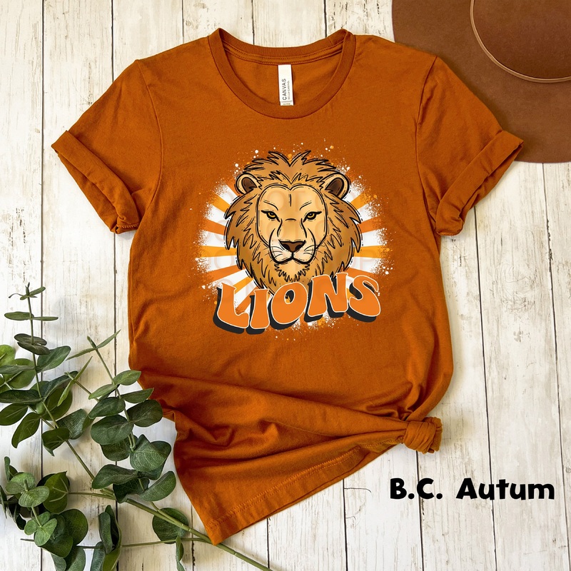 Retro Lions Light Orange|Pocket 3.5″-4″|Infant|Toddler|Youth 8.5|Adult 11″|Adult 12″